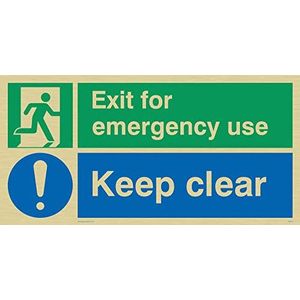 Viking Signs Vinylbord ""Exit for Emergency Use Keep Clear"", goudkleurig, SB418-L32-GV