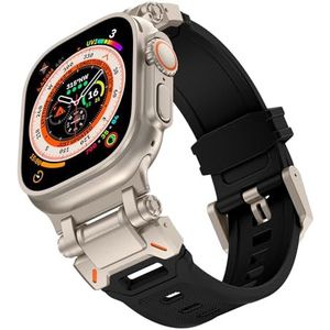 JHTSOLE TPU horlogeband voor Apple Watch Ultra 2 SE 2 Band 49 mm, 45 mm, 44 mm, 42 mm, zachte sportarmband voor iWatch Series 9, 8, 7, 6, 5, 4, 3, Tough Fashion voor heren, Polyurethaan roestvrij