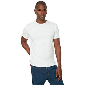 Trendyol Basic T-shirt voor heren, regular fit, ronde hals, korte mouwen, Wit.
