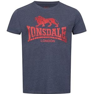 Lonsdale Silverhill T-shirt voor heren, regular fit, Marl Navy/Rood