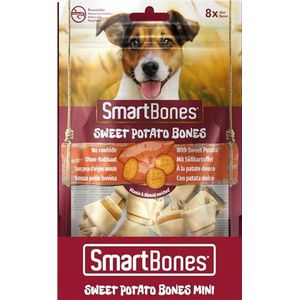 SmartBones Mini met zoete aardappel – 8 mini-kauwbotten zonder dierenhuid voor volwassen honden van kleine grootte – zeer laag vetgehalte – verrijkt met vitaminen en mineralen