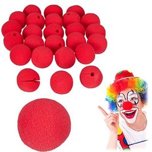 Relaxdays Clown-neus, 25 stuks, kinderen en volwassenen, schuim, carnaval, Halloween, accessoires, rood, 10027992