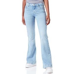 7 For All Mankind Dames Dojo Slim Illusion met 7 geborduurde jeans, lichtblauw, 28 W/28 L, Lichtblauw