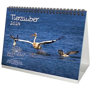 Tierzauber Tafelkalender DIN A5 voor 2024 verschillende dieren Seelenzauber