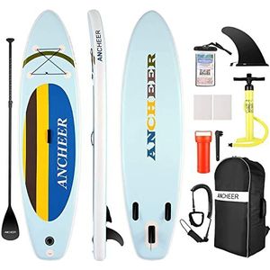 ANCHEER Sup Boards opblaasbaar paddleboard, surf paddle board met dubbele actiepomp, verstelbare peddel, grote rugzak