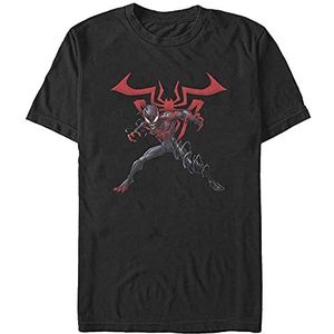 Marvel Spiderman Miles W Symbool Organic T-shirt, uniseks, zwart, XXL, SCHWARZ