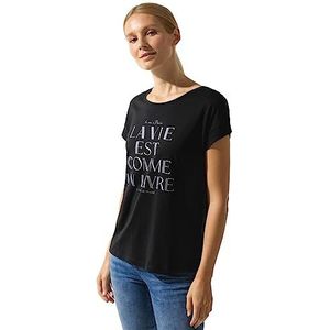 Street One Bedrukt zomer T-shirt voor dames, zwart, 38, zwart.