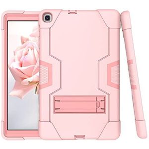 Étui de protection en silicone pour Samsung Tab A 8.0 (2019) P200/P205 avec support de support, hybride de choc lourd et durable, hybride à trois couches (or rose)