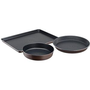 Tefal Perfectbake Set van 3 vormen, taart 30 cm, 24 cm, bakplaat 38 x 28 cm, bakvorm met antiaanbaklaag, aluminium 100% gerecycled, gemakkelijk te verwijderen YY4485FA, gemaakt in Frankrijk