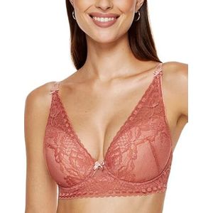 Gorteks Lingerie Bisou-B1 Soutien-gorge Push Up Dentelle Rembourré Sous-vêtements Femmes Soutien-gorge Femme avec Armature Confortable Push Up Classique - 75D Cuivre, cuivré, 90D