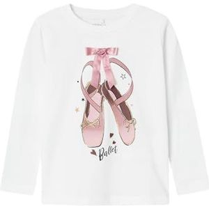 NAME IT Nmfrhea Nreg Ls Top Box T-shirt à manches longues pour fille, Blanc éclatant., 110