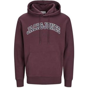 Jack & Jones Jjecaleb Varsity Sweatshirt Hood Noos Pls Jjecaleb Varsity Noos Pls Hoodie voor heren (1 stuk), Wijn