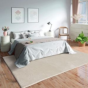 Mia´s Teppiche Olivia Tapijt woonkamer beige 240x340 cm modern zacht effen pluizig laagpolig (19 mm) anti-slip wasbaar tot 30 graden, 100% polyester