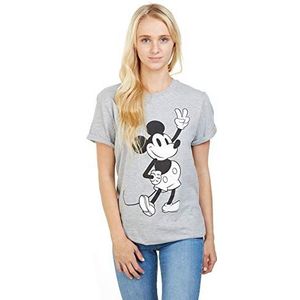 Disney Mickey Mouse Peace T-shirt voor dames, grijs gemêleerd