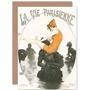 La Vie Parisenne Port Brunnen der Zee Magazine Cover Sealed Greeting Card Plus envelop Blank binnen tijdschriftenafdekking afdekking