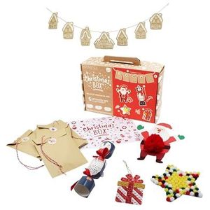 CHRISTMAS BOX RETAIL - creatieve doos met 5 + 2 activiteiten: cracker/adventskalender/ster om te decoreren/pompons / guirl / Kerstmis / spellen ""voche en tree