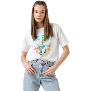 Koton T-shirt met korte mouwen met opdruk dames, ecru (010), M, Ecru (010)