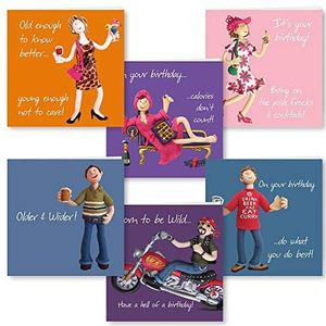 Holy Mackerel (UK) Ltd 6 stuks verjaardagskaarten voor mannen en vrouwen