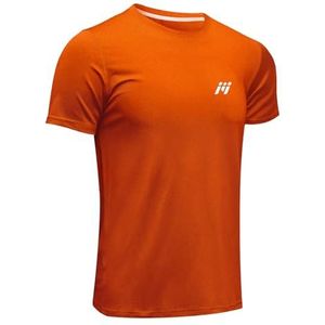 MEETWEE Sportshirt voor heren, ademend, droog, mesh, basislaag, top met korte mouwen, hardlooptop, oranje, XL, Oranje