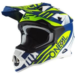 O'NEAL MX Enduro Motorcrosshelm, ABS-schaal, veiligheidsnorm ECE 22.05, ventilatieopeningen voor optimale ventilatie en koeling, 2SRS helm Spyde 2.0, volwassenen, blauw/wit/geel, maat M