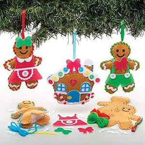 Baker Ross Peperkoek Decoratiesets om te naaien (verpakking van 3) - Kerstmis knutselen voor kinderen