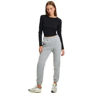 Trendyol Pantalon de jogging taille normale pour femme, gris, M