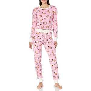 Hatley Pyjama-set, bedrukt met lange mouwen, Pijama voor dames, landpaarden, L, landpaarden