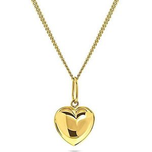 Miore Damesketting met hanger hart ketting 9 karaat geelgoud 375 goud sieraden lengte 45 cm goud parel, Goud, Parel