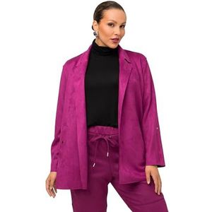 Ulla Popken Oversized jas met suède-effect, open snit, binnenjassen voor dames, Donker lila