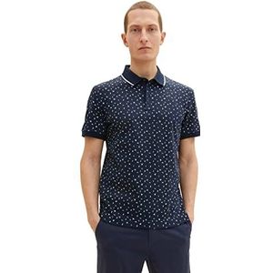 TOM TAILOR 1035555 poloshirt voor heren, 31314 - Marineblauw geometrisch ontwerp
