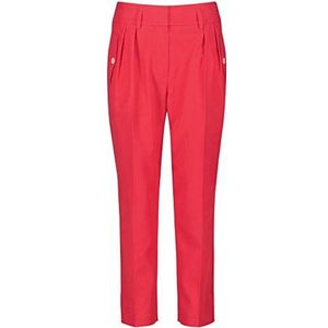 Taifun Dames geplooide broek regular fit 3/4 lengte business broek vrije tijd effen 3/4 lengte, Watermeloen rood