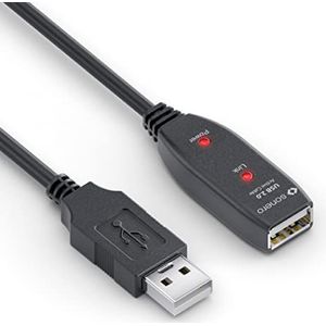 sonero® USB 2.0 kabel, actieve verlengkabel met signaalversterker, datakabel, USB-A-stekker op USB-A-aansluiting, 480 Mbit/s, 10,0 m, zwart