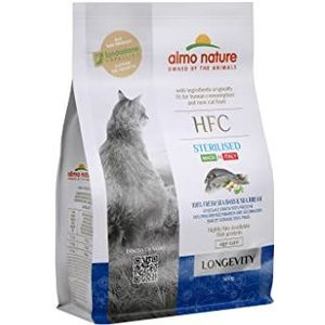 Almo Nature HFC Longevity gesteriliseerd aan baars, fris en fris, voor volwassen katten en senioren, 300 g