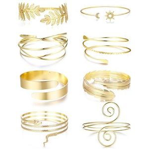 CASSIECA 6/8 stuks gouden manchetarmbanden voor dames, minimalistische eenvoudige verstelbare armband voor bruiloftsfeest, vergulde sieraden