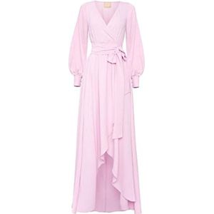 Swing Fashion Irmina Puderrosa Elegante baljurk voor feest, avond, bruiloft, eindejaarsbal, maxi-jurk, lange mouwen, poederroze, Poeder roze