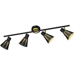 Trio Leuchten Houston plafondlamp, metaal, zwart/binnenkant goud, 4 x E14, 800300432
