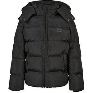 Urban Classics Jongens met capuchon puffer jas voor meisjes, zwart.