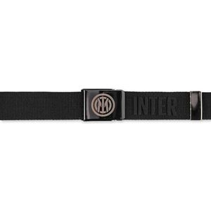Inter - Zwarte canvas riem met logo in reliëf op metalen gesp, 3D-gesiliconiseerde zwarte print. Voor alle nerazzurri-fans, officieel product