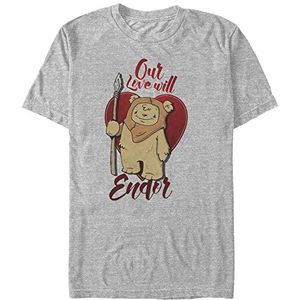 Star Wars Love Will Endor Organic T-shirt à manches courtes unisexe pour adulte, gris, S