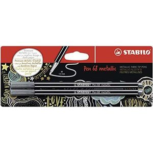 STABILO Pen 68 metallic viltstiften, zilverkleurig, 2 stuks