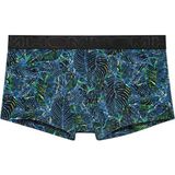 HOM Jarrod herenondergoed korte boxershorts, Blauw/Groen/Zwart Bladerenprint