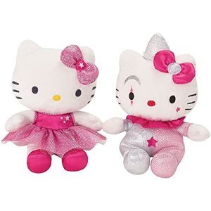 Jemini Hello Kitty knuffel +/- 17 cm - willekeurige keuze: danseres of clown 022710, grijs, roze