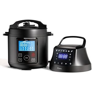 Programmeerbare pot en luchtfriteuse Foodie pot 2-in-1 keukenmachine programmeerbaar pot + Air Fryer 9 functies in 1 capaciteit 6L 1300 W 3 vermogensniveaus, 2 programmeerbare deksels, 6 l Cloen.