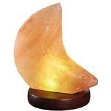 moses. Omm for you 63329 zoutkristallen lamp, maan, met USB, natuurlijke zoutlamp met led en rozenhouten sokkel, zoutkristallen lamp, oranje/rood