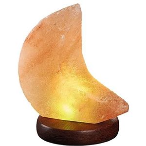 moses. Omm for you 63329 zoutkristallen lamp, maan, met USB, natuurlijke zoutlamp met led en rozenhouten sokkel, zoutkristallen lamp, oranje/rood