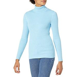 Amazon Essentials Chandail léger à manches longues et col roulé pour femme, coupe ajustée, bleu ciel, taille S