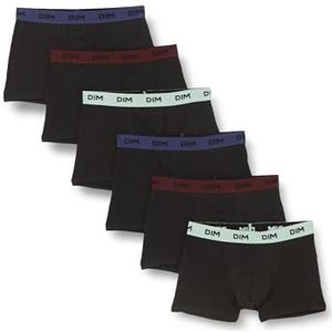 Dim Boxershorts voor heren, mix en kleuren, katoen, stretch, 6 stuks, Zwart groen/blauw/rode riem