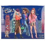Depesche TOPModel City Girls 12704 Briefpapierdoos met potloden, gum, paperclips, notities en spiegel, ca. 20 x 15,5 x 3,2 cm