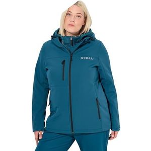 Ulla Popken Veste softshell HYPRAR pour femme - Grandes tailles - Imperméable - Stretch - Réflecteur, Bleu pétrole foncé, 60