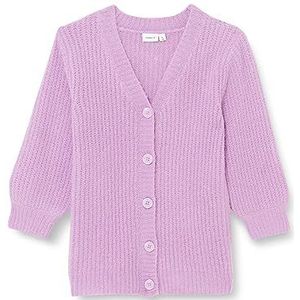 NAME IT Nkflonja Ls Knit Card Lange Cardigan voor meisjes, Paarse tule